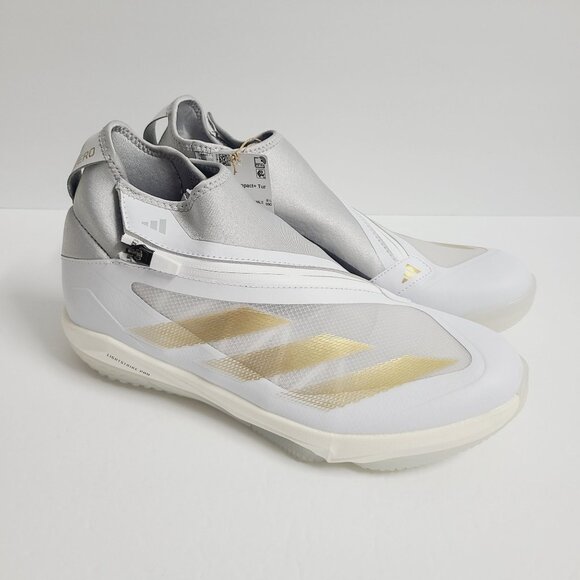 NEW Adidas Adizero Impact+ Turf Baseball Shoes IF8497 Size 12 Cloud White Gold main image 8